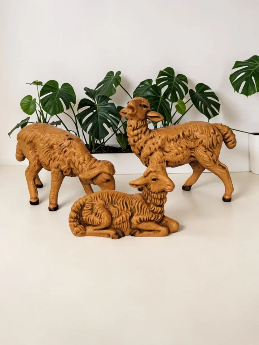 Vintage Depose Italian Nativity Figurines Set of 3 Sheep Fontanini Made in Italy